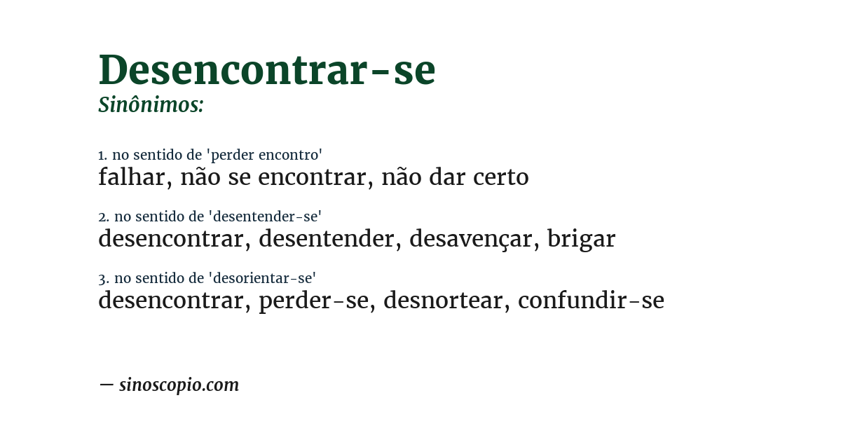 Sinônimo de desencontrar-se