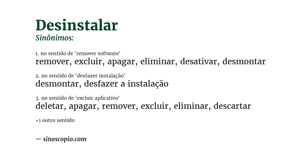 Sinônimo de desinstalar