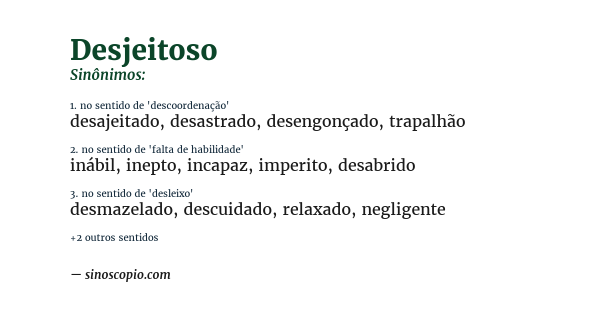Sinônimo de desjeitoso