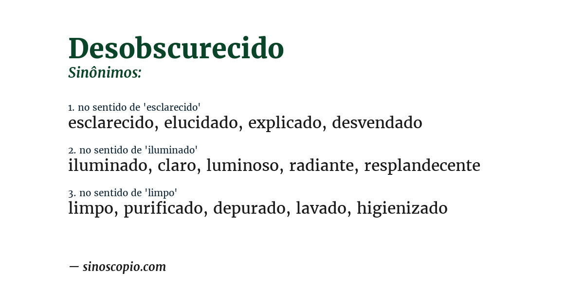 Sinônimo de desobscurecido