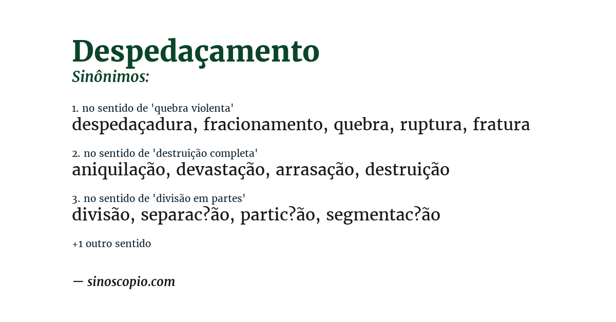 Sinônimo de despedaçamento