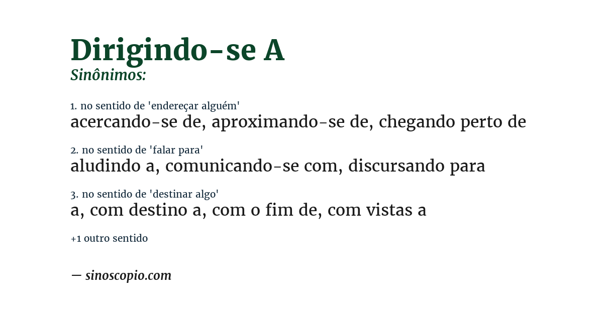Sinônimo de dirigindo-se a
