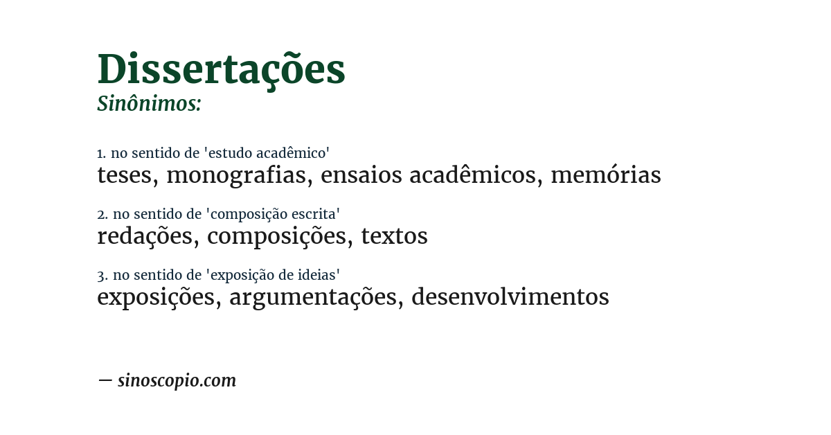 Sinônimo de dissertações