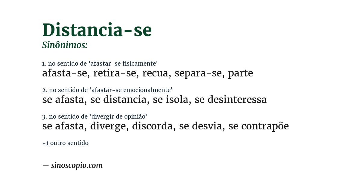 Sinônimo de distancia-se