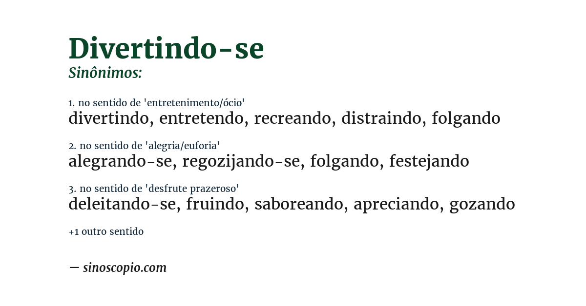 Sinônimo de divertindo-se