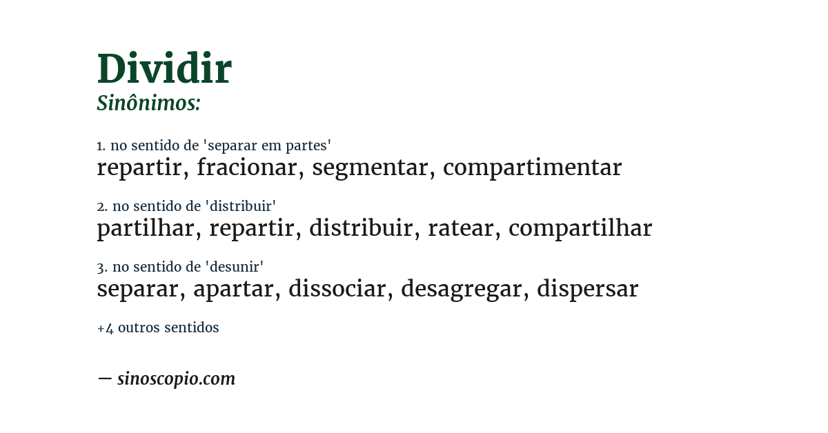 Sinônimo de dividir