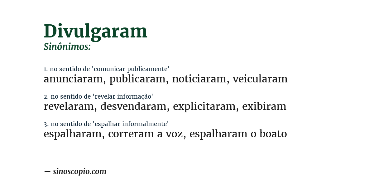 Sinônimo de divulgaram