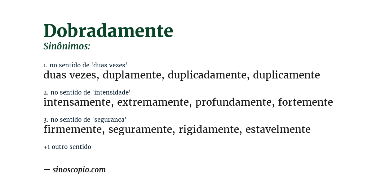 Sinônimo de dobradamente