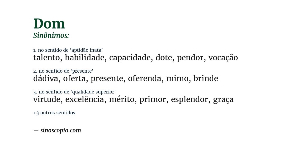 Sinônimo de dom