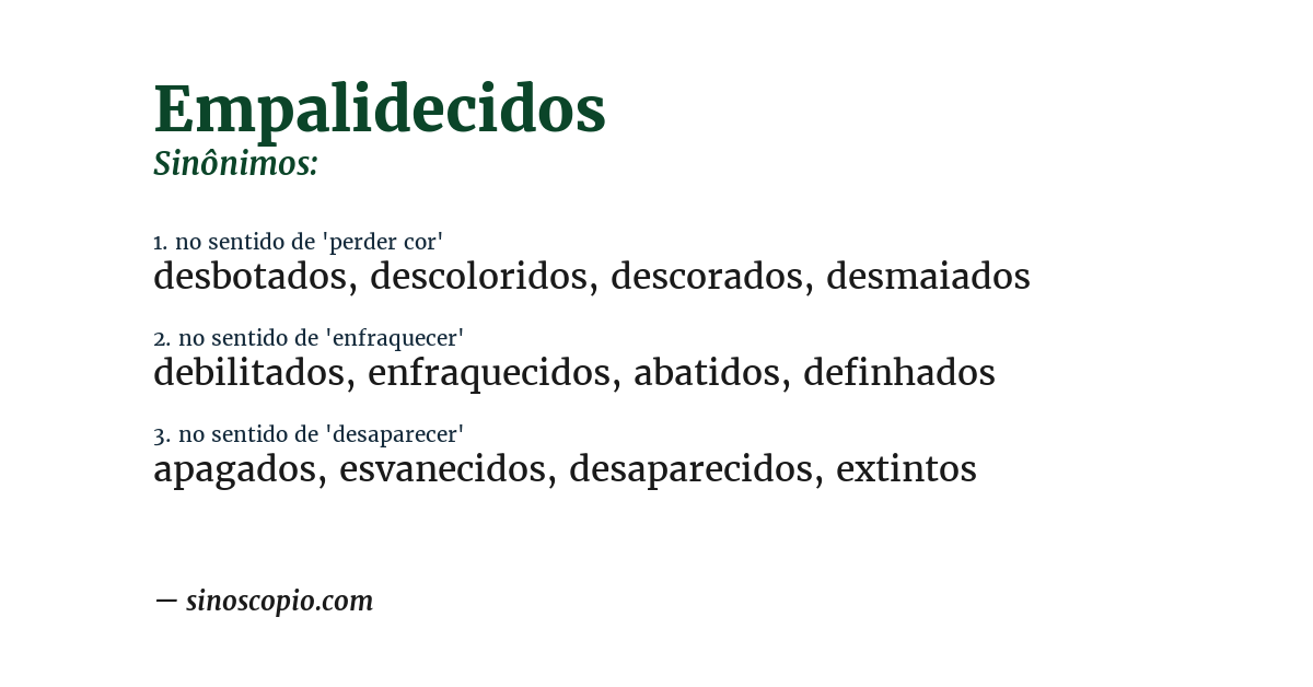Sinônimo de empalidecidos