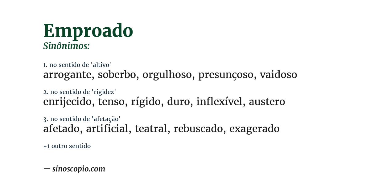 Sinônimo de emproado