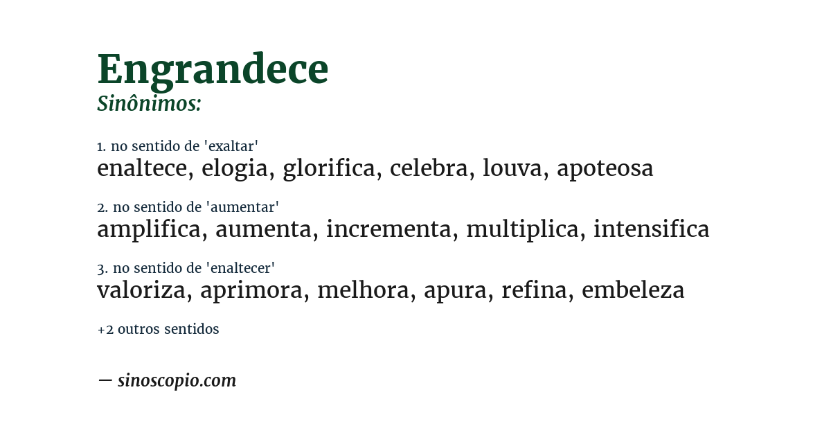 Sinônimo de engrandece