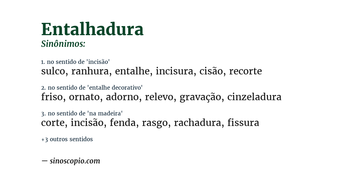 Sinônimo de entalhadura