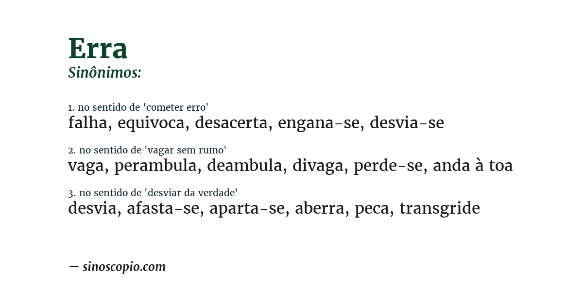 Sinônimo de erra