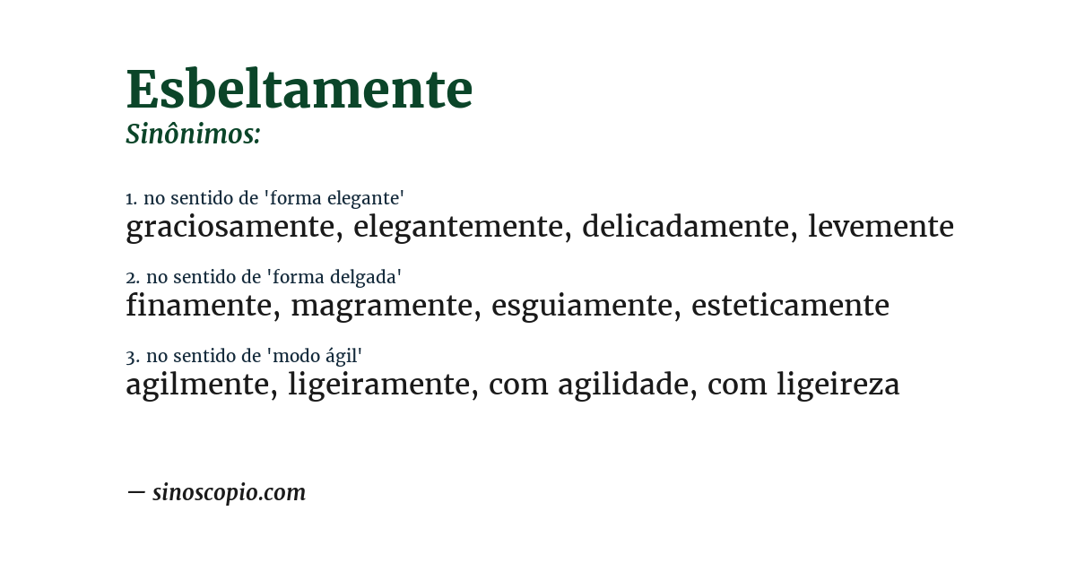 Sinônimo de esbeltamente