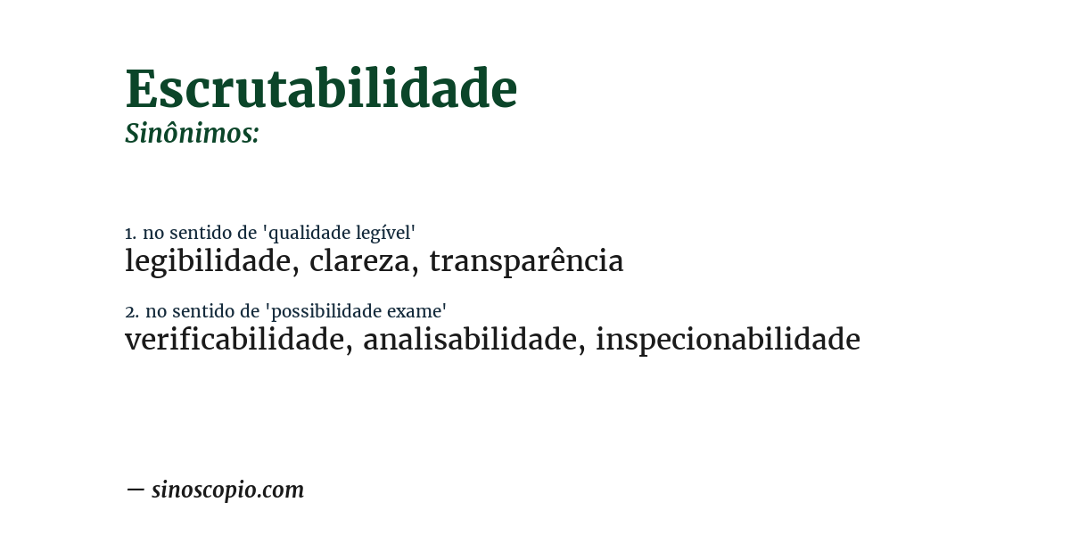 Sinônimo de escrutabilidade