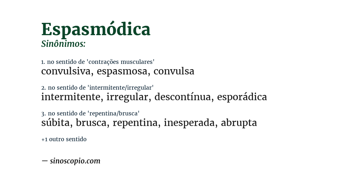 Sinônimo de espasmódica