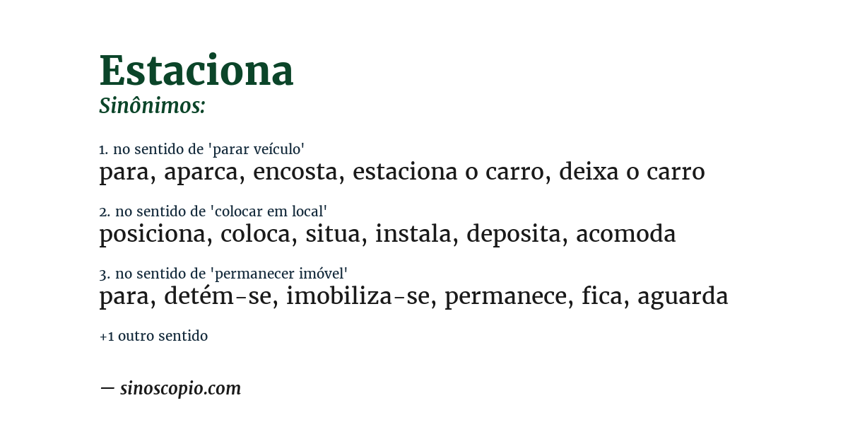 Sinônimo de estaciona