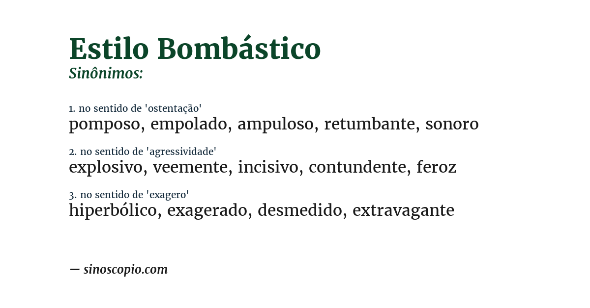 Sinônimo de estilo bombástico