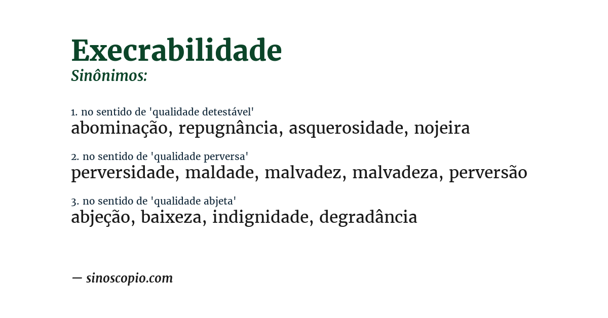 Sinônimo de execrabilidade