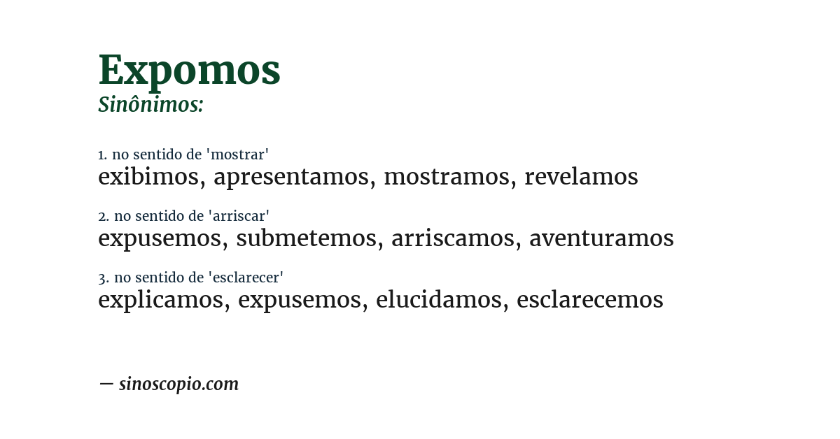 Sinônimo de expomos