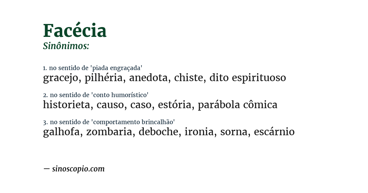 Sinônimo de facécia