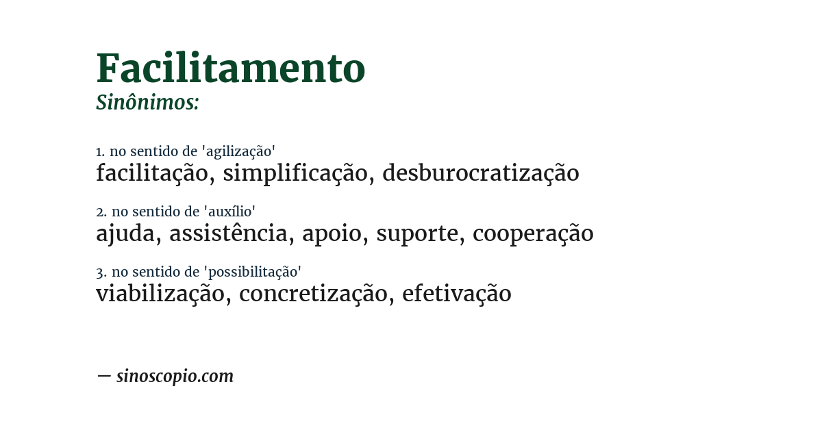 Sinônimo de facilitamento