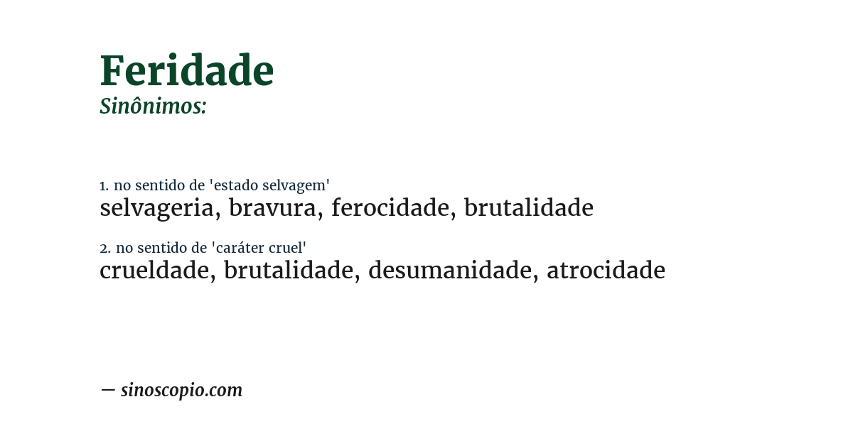 Sinônimo de feridade