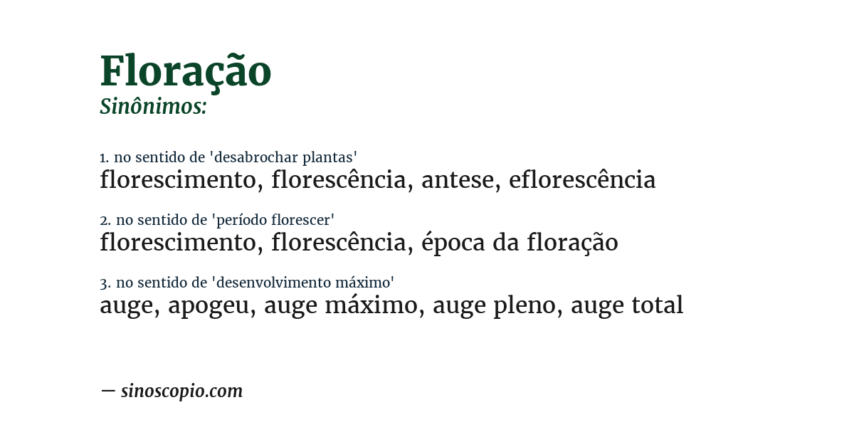 Sinônimo de floração