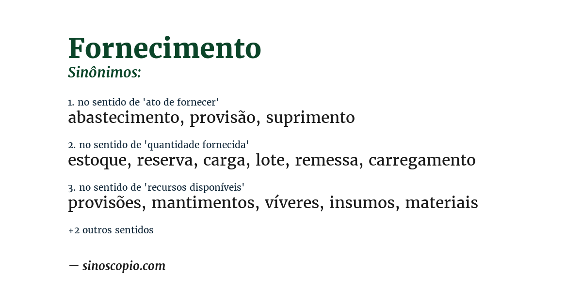 Sinônimo de fornecimento