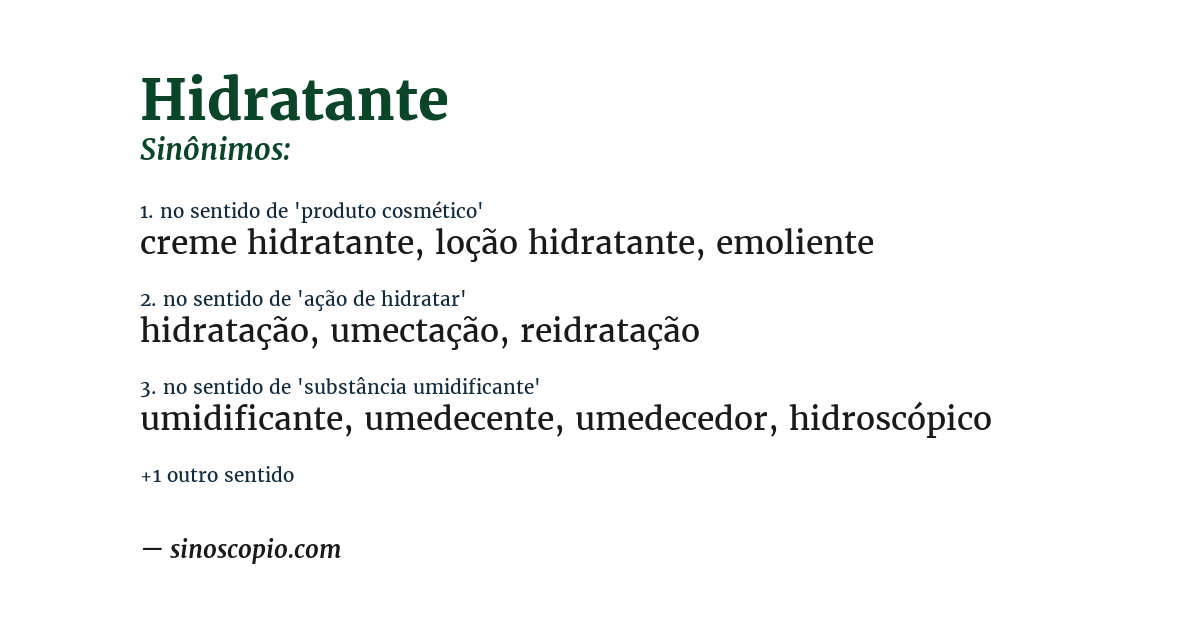 Sinônimo de hidratante