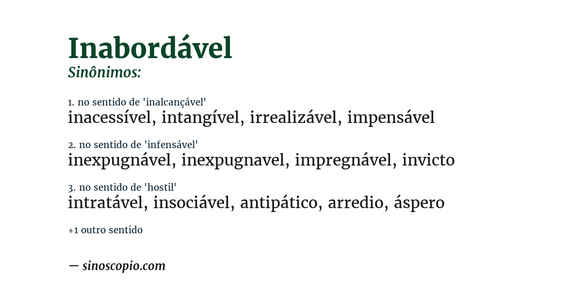 Sinônimo de inabordável