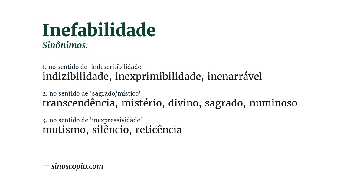 Sinônimo de inefabilidade