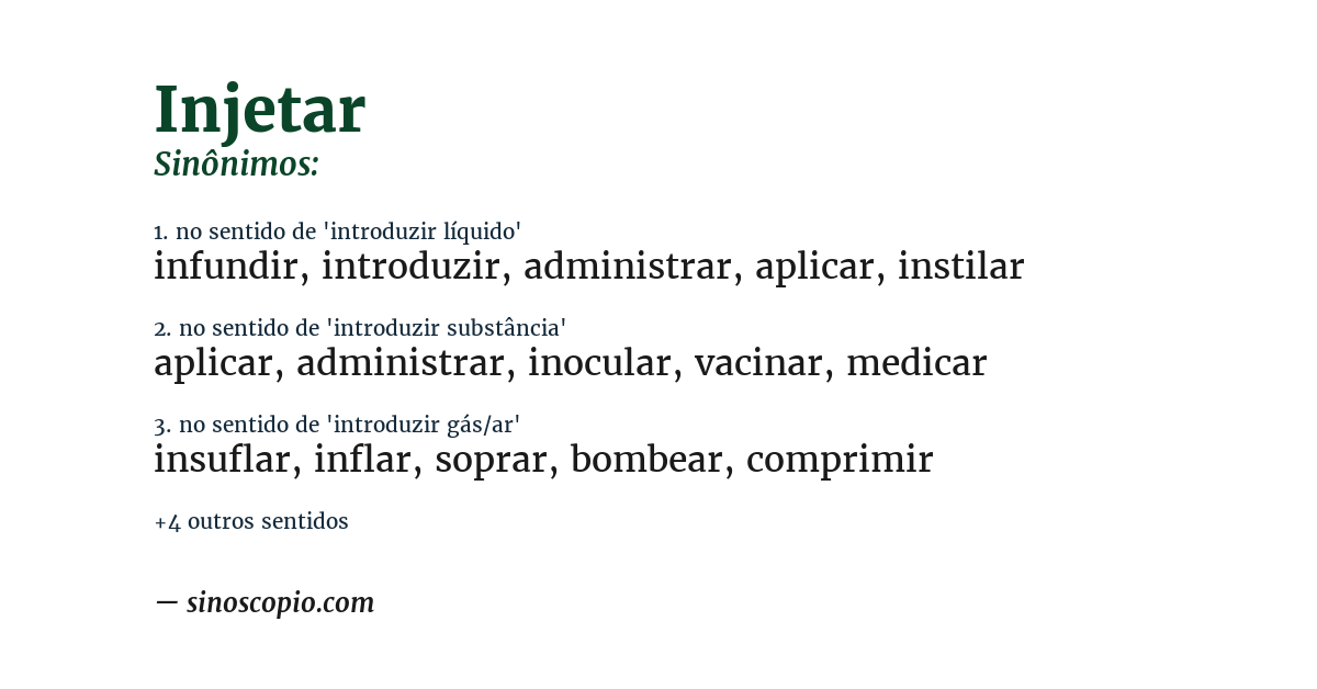 Sinônimo de injetar