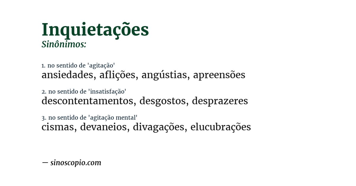 Sinônimo de inquietações