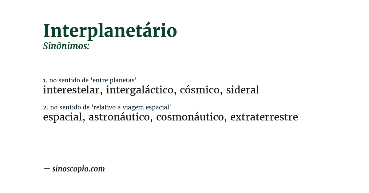 Sinônimo de interplanetário