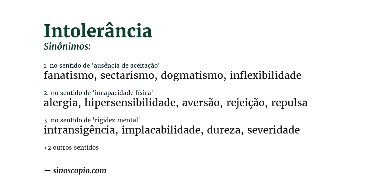 Sinônimo de intolerância