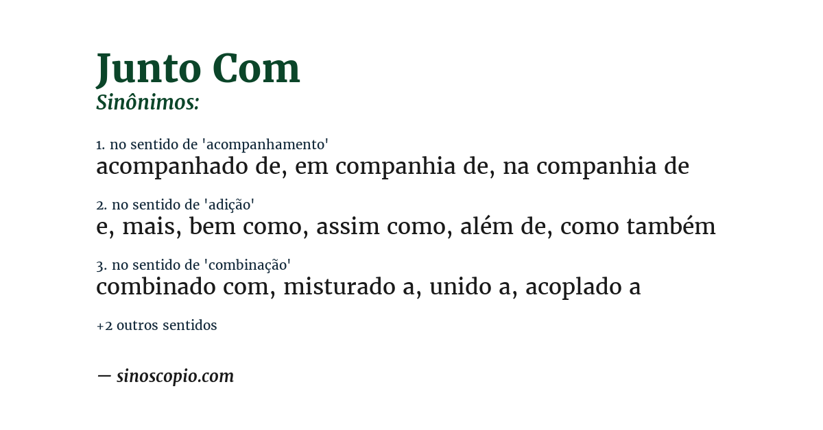 Sinônimo de junto com