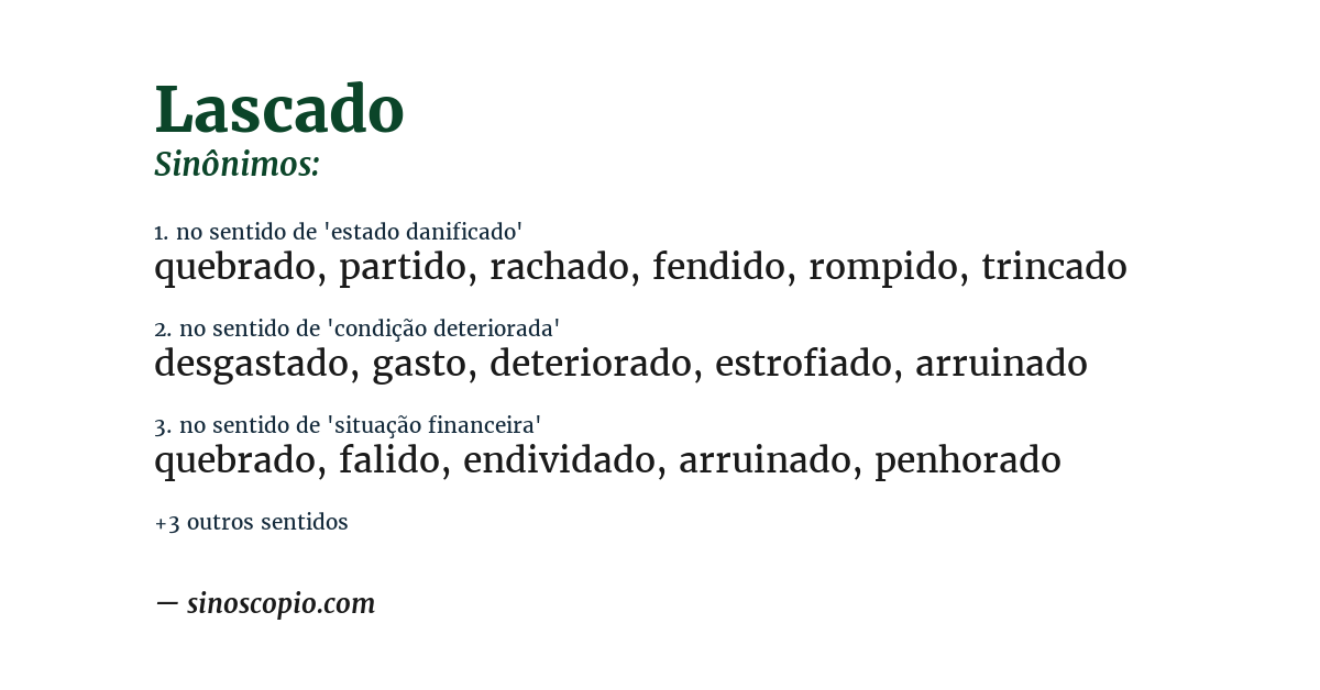 Sinônimo de lascado