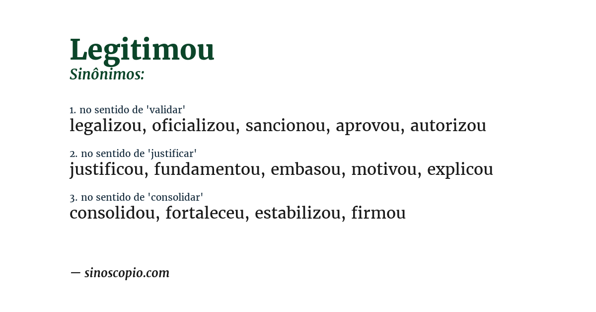 Sinônimo de legitimou