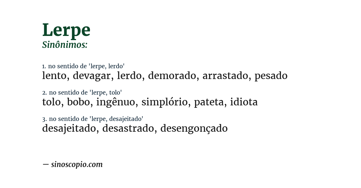 Sinônimo de lerpe