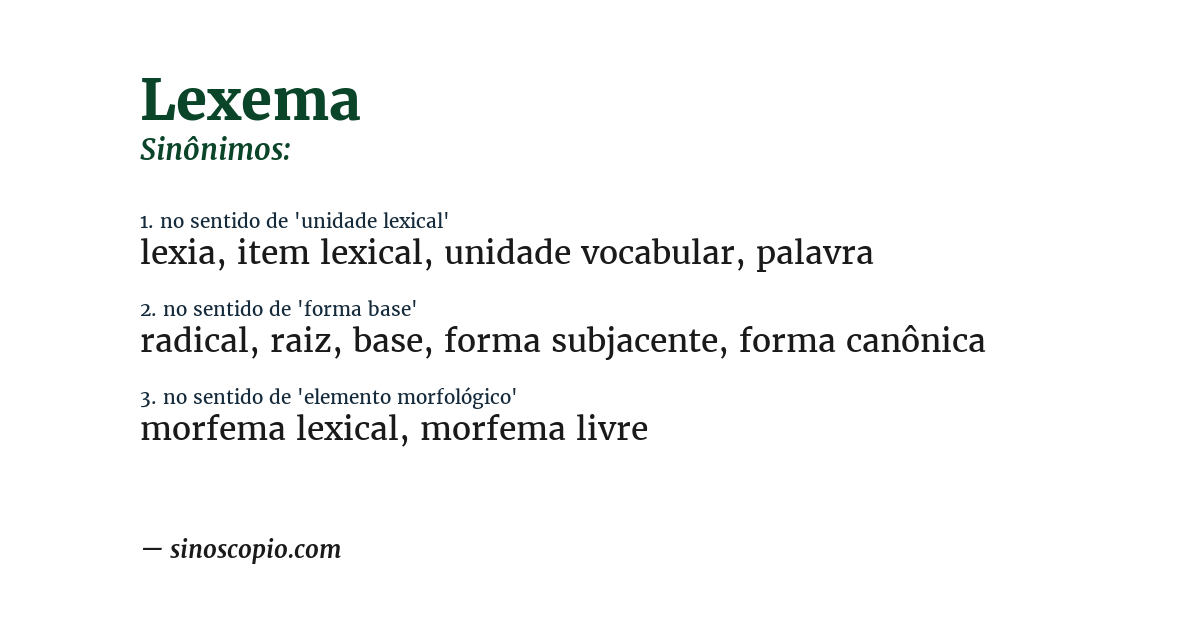 Sinônimo de lexema