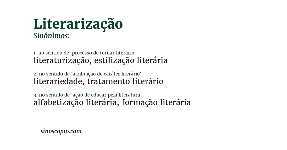 Sinônimo de literarização