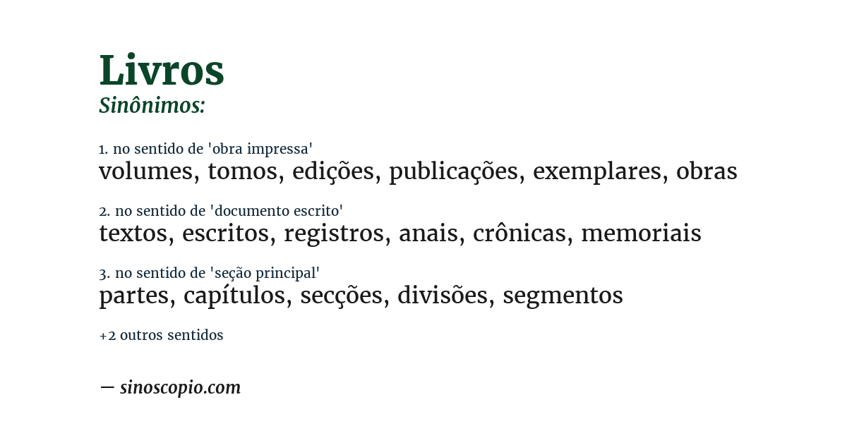 Sinônimo de livros