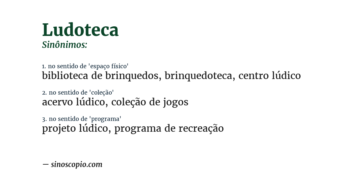 Sinônimo de ludoteca