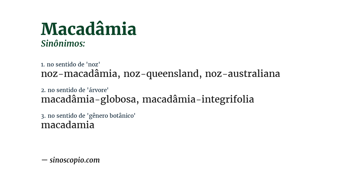 Sinônimo de macadâmia