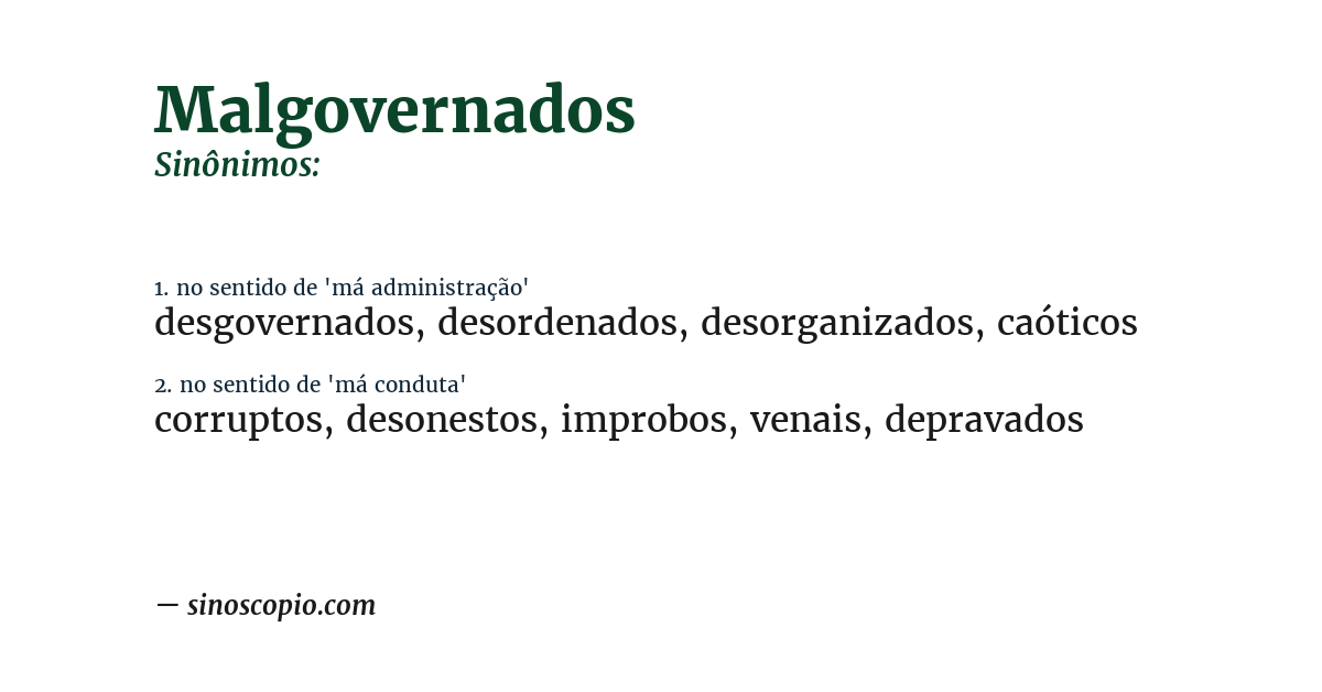Sinônimo de malgovernados