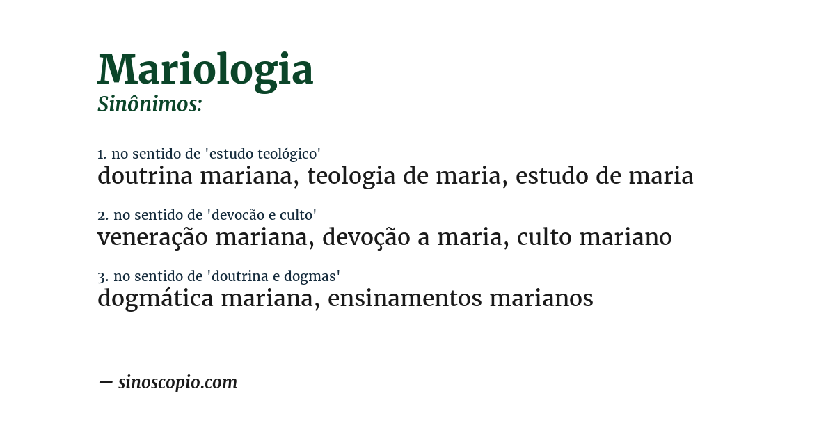 Sinônimo de mariologia