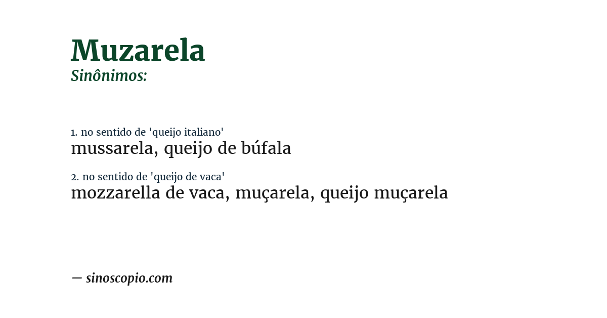 Sinônimo de muzarela