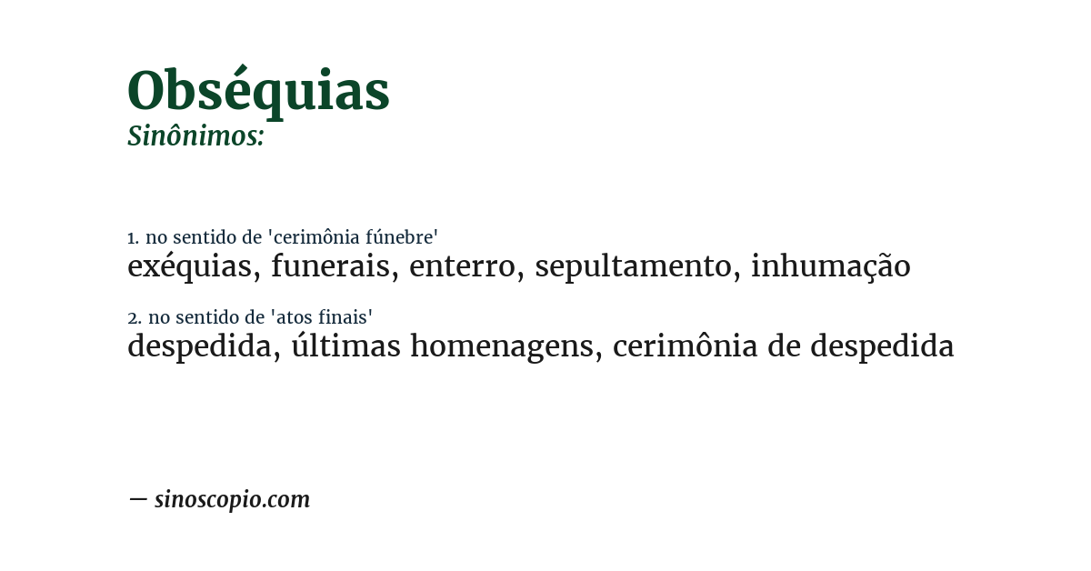 Sinônimo de obséquias